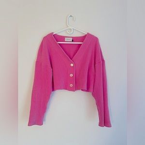 Odeyalo fascia pink cardigan. High quality, made in Montreal!